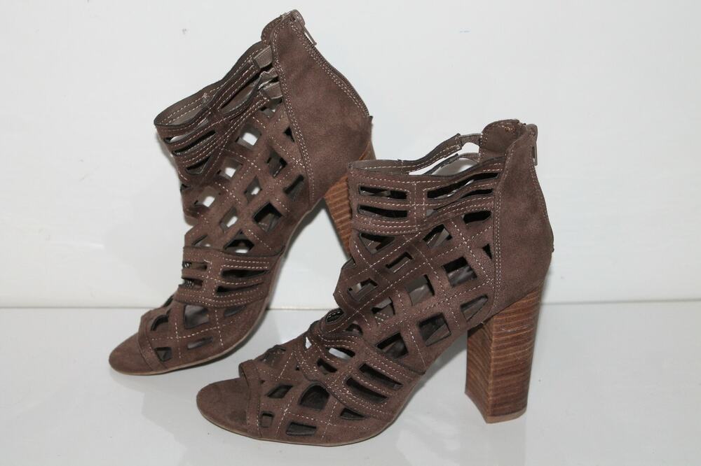 Carlos Santana Ankle Heels, Brown, 4", Womens US Size 9